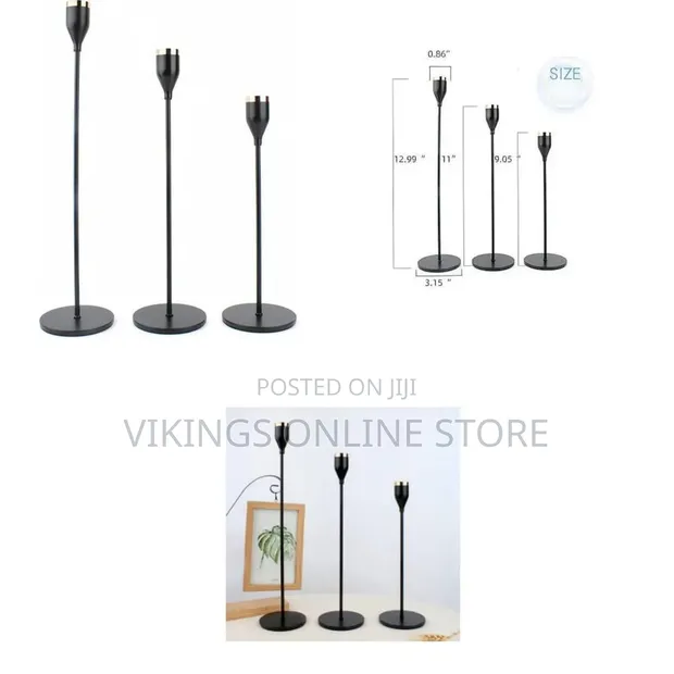Candlestick Holders - 3 Piece Set, Iron - 1