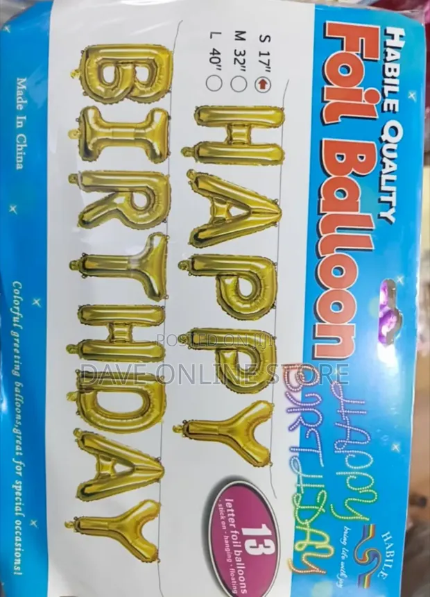 Habile Quality "Happy Birthday" Foil Balloon Banner Set - Gold - 1