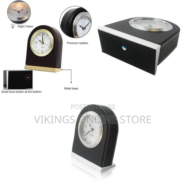 Leather Alarm Clock with Mute Movement - Hotel Table Clock - 1