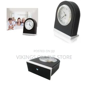 Leather Alarm Clock with Mute Movement - Hotel Table Clock