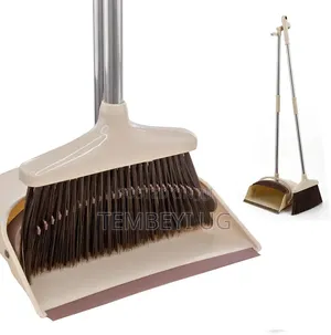 Plastic Broom and Dustpan Set with Long Handle