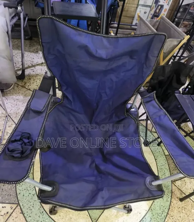 Blue and Black Folding Chair - 1