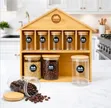 Bamboo Wooden House Spice Organizer - 1