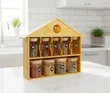 Bamboo Wooden House Spice Organizer - 2