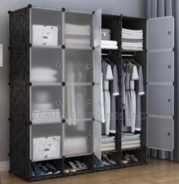 Four Column Plastic Closet with Double Hanging Rail - 1