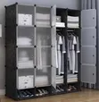 Four Column Plastic Closet with Double Hanging Rail - 1