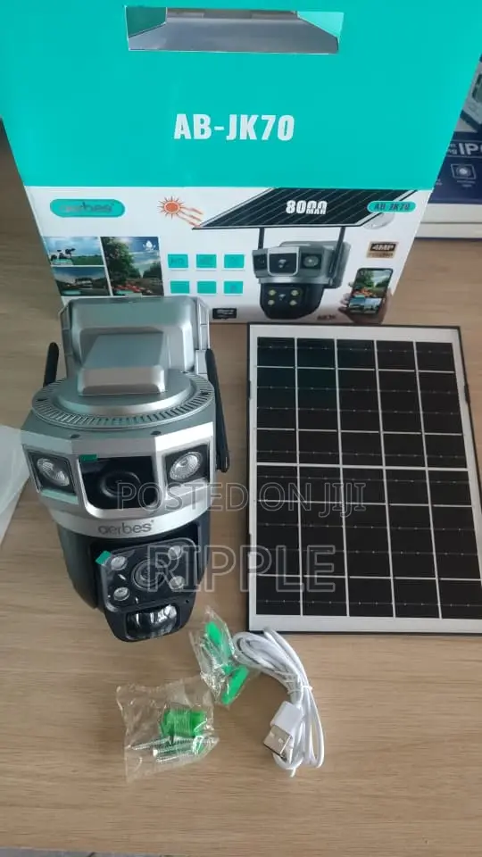 Aerebes WiFi Solar PTZ Security Camera with 3 Lenses AB-JK70-W - 1