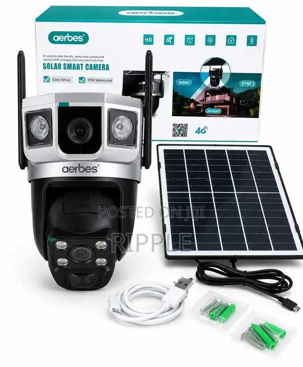 Aerbes 4G Solar PTZ Security Camera with 3 Lenses (AB-JK70-G) - 1