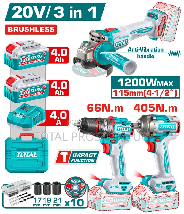 Total Tools 3-Piece Cordless Combo Kit - 1