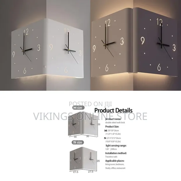Digital Corner Wall Clock - Double Sided, Luminous - 1