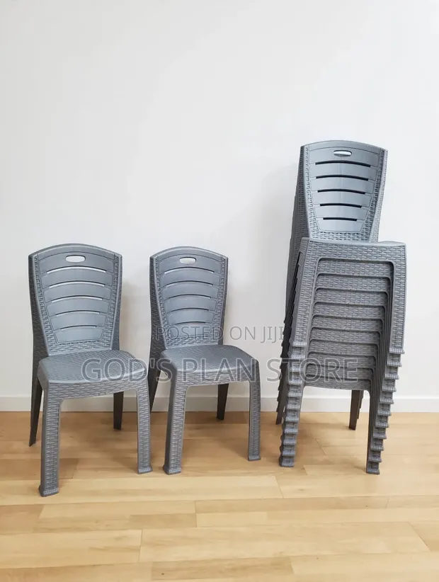 Stackable Rattan-Texture Plastic Chairs - 1