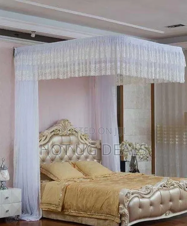 Luxury Wall-Mounted Bed Canopy Track Netting - White - 1