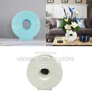 Ceramic Donut Flower Vase Set of 2, Off White
