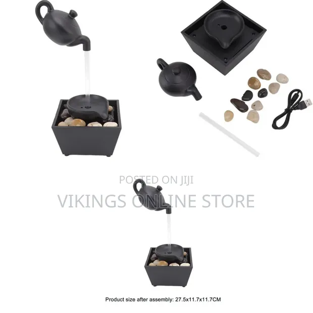 Floating Teapot Water Fountain - Black - 1