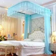 Luxury 6x6 Wall-Mounted Bed Canopy Mosquito Net - Light Blue - 1