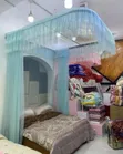 Luxury 6x6 Wall-Mounted Bed Canopy Mosquito Net - Light Blue - 2