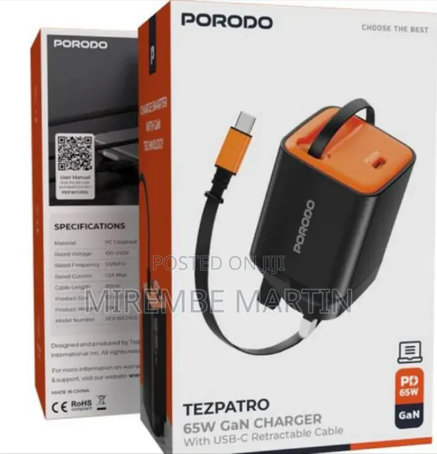 Porodo TEZPATRO 65W GaN Type-C Wall Charger - 1