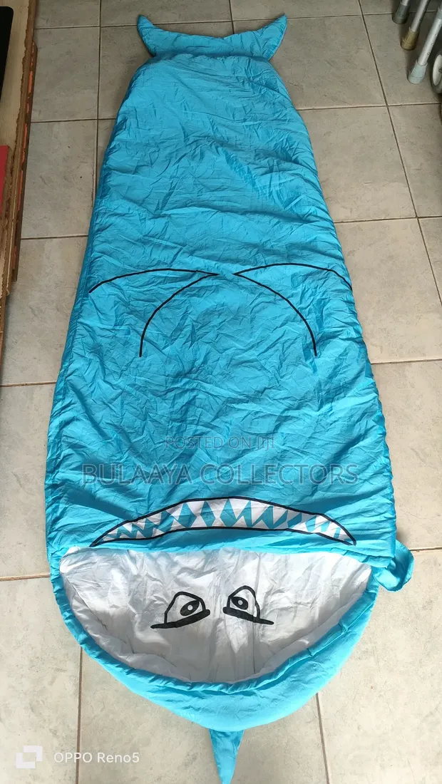 UK Used Happy Nappers Blue Shark Plush Pillow & Sleeping Bag Combo - 1