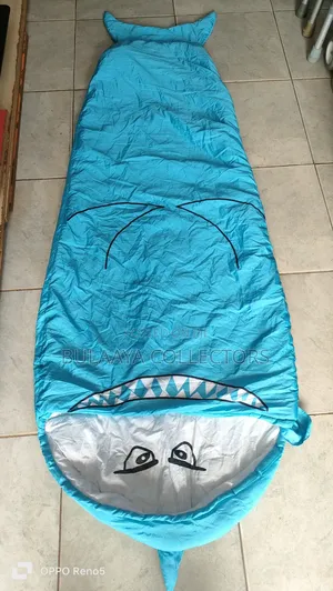UK Used Happy Nappers Blue Shark Plush Pillow & Sleeping Bag Combo