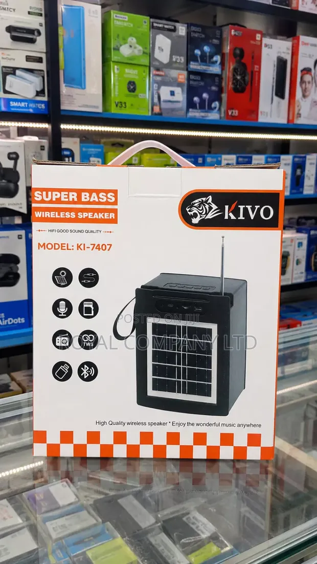 Kivo KI-7407 Wireless Bluetooth Speaker with Solar Charging - 1