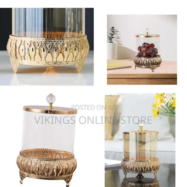 Fityle Glass Candy Jar with Lid - Brown - 1