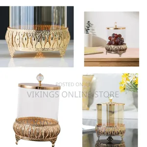 Fityle Glass Candy Jar with Lid - Brown