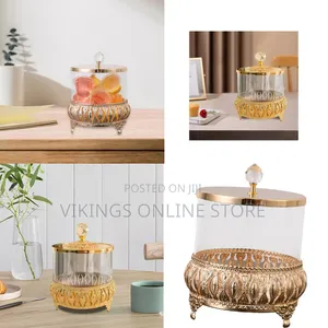 Fityle Glass Candy Jar with Lid - Brown
