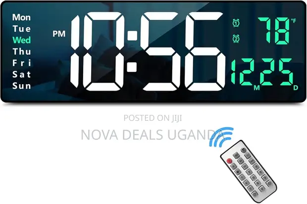 Modern Large Display LED Digital Wall Clock with Remote - 1