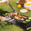 Portable Folding Stainless Steel Charcoal BBQ Grill - 4