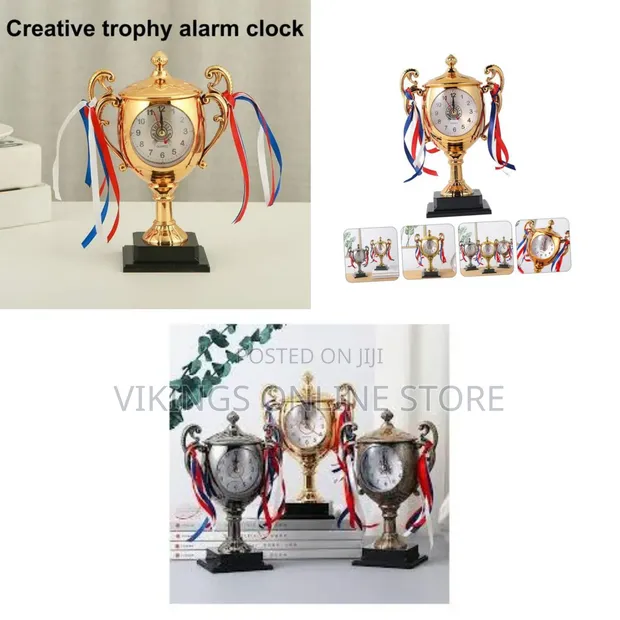 Retro Trophy Alarm Clock - Large Gold Bedside Table - 1