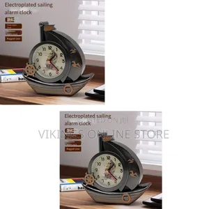 Electroplated Sailboat Table Alarm Clock - Vintage Desk Retro Model