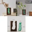 Green Glass Vase with Wood Frame - Modern Farmhouse Bohemian - 1