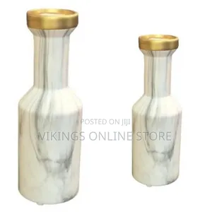 European Style Ceramic Flower Vase - Marble Pattern with Gold Mouth