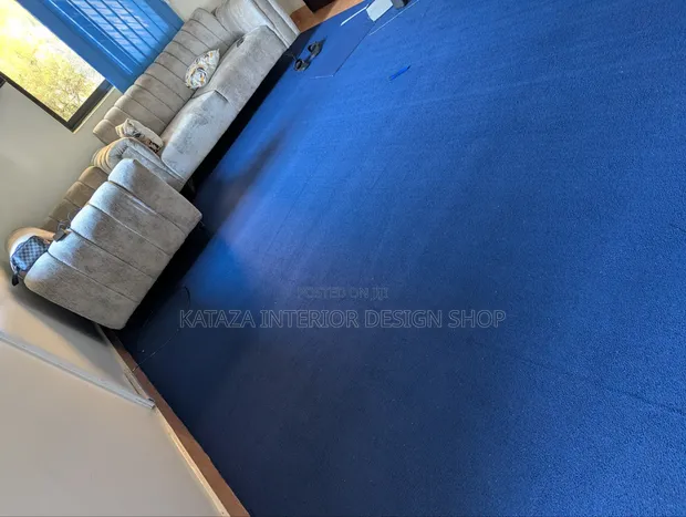 Colourful Blue Woolen Office Carpet - 1