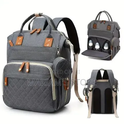 Multifunctional Diamond-Quilted Diaper Backpack - 1