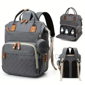 Multifunctional Diamond-Quilted Diaper Backpack