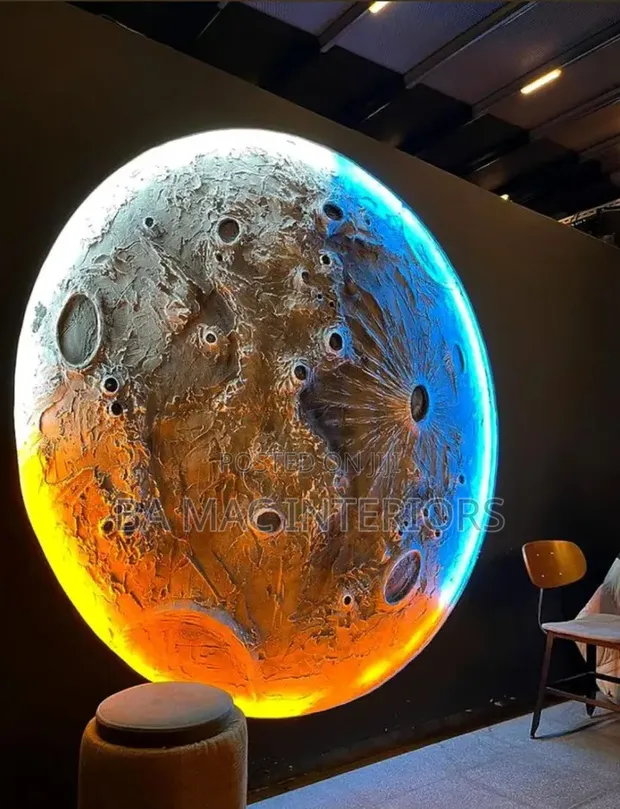 Urban Modern Designs: 3D Moon Wall Art & Interior Design Services - 1