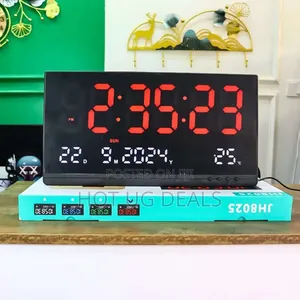 Large 14-Inch LED Digital Wall Clock with Alarm, Date & Temperature