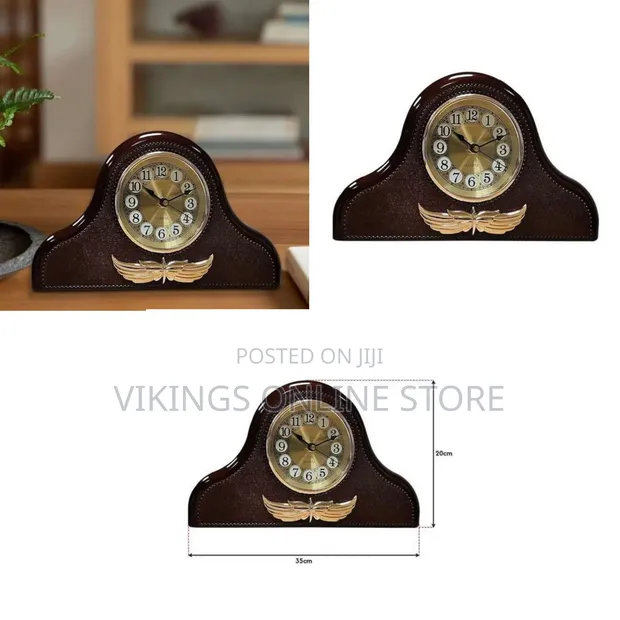 Silent Wood Mantel Clock for Desk, Fireplace, Bedroom, Living Room - Brown - 1