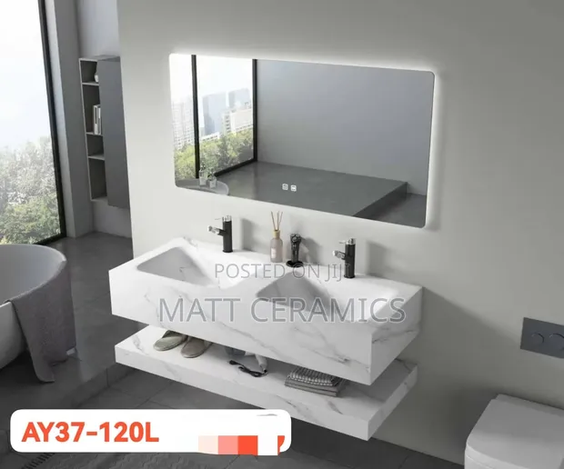 Double Marble Bathroom Cabinets - 1