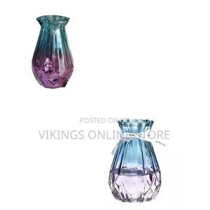 Geometric Faceted Glass Flower Vase