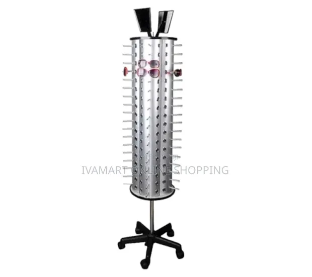 Rotating Sunglasses Display Stand with Wheels - Holds 70-80 Pairs - 1