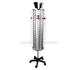 Rotating Sunglasses Display Stand with Wheels - Holds 70-80 Pairs