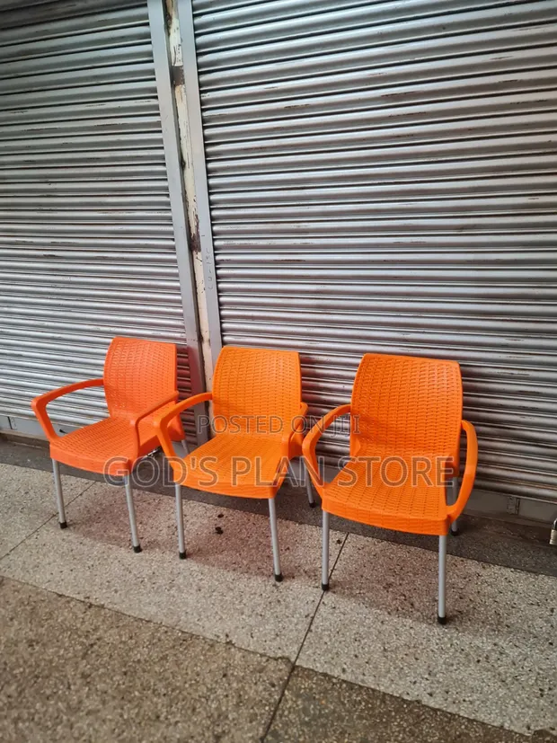Orange Mosaic Texture Dining Plastic Chairs - 1
