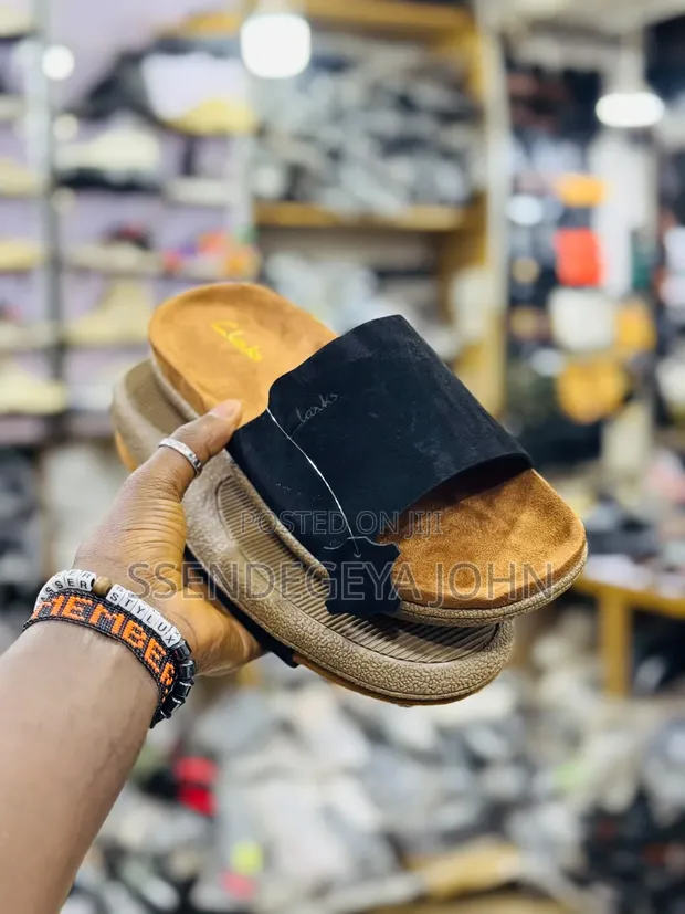 Clarks Men's Black Suede Sandals - 1
