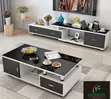 Black Glass Center Table with Drawers & White TV Stand - 1