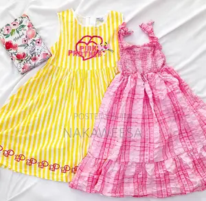 Girls Pink Cotton Dresses (6-9Y)