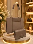 Chris Bella 2-in-1 Tote Bag Set - Brown Luxury Handbag - 1