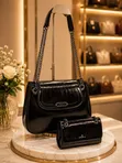 Chris Bella Elegance Croc-Embossed Shoulder Bag Pouch Set - 1