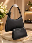 Chrisbella Elegant 2-in-1 Black Handbag Set - 1